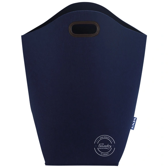 Wäschesammler, 42 l, Polyester/Polyurethan, dunkelblau/braun