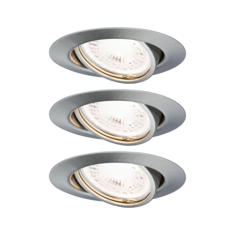Spot encastrable LED Base acier brossé GU10 blanc chaud IP20 4,5 W 3 pièces PAULMANN