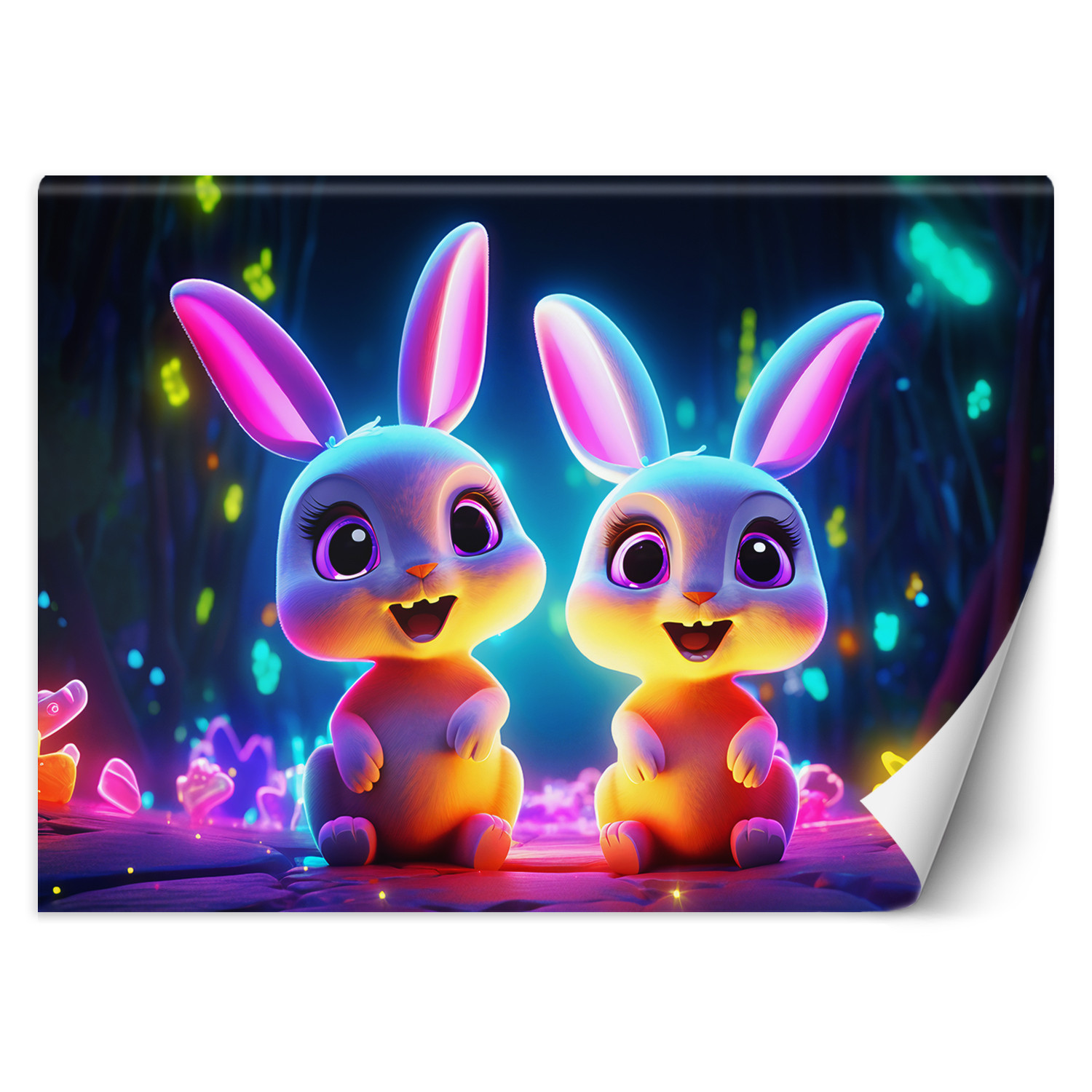 Feeby Fototapeta, Para króliczków neon 150x105