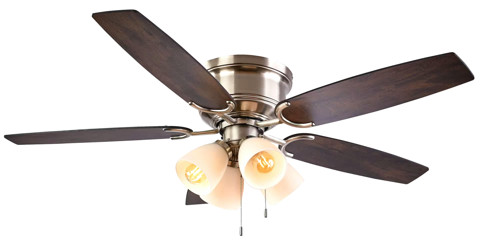 For Living 5-Blade 3-Speed 4-Lights Ceiling Fan, 52-in, Brushed Nickel
