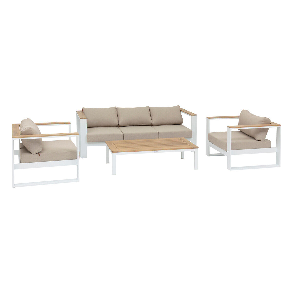 Conjunto de jardim EMPERIA branco em madeira acácia