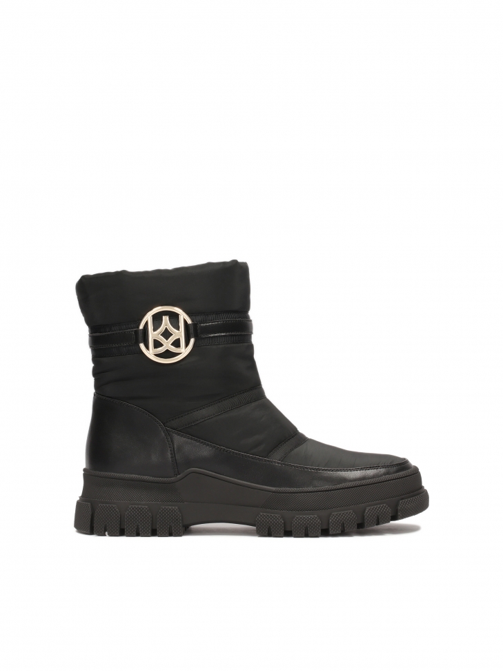 Black monogrammed snow boots