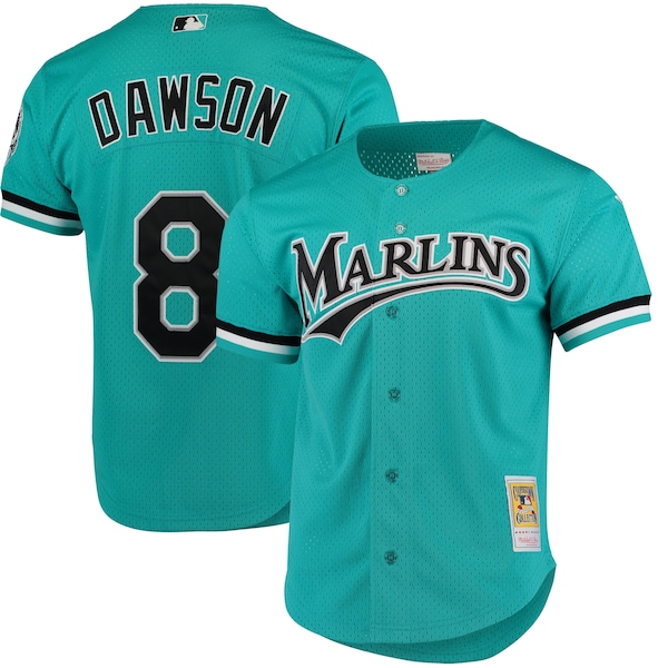 Andre Dawson Florida Marlins Cooperstown Collection Mesh Batting Practice Button-Up Jersey - Teal