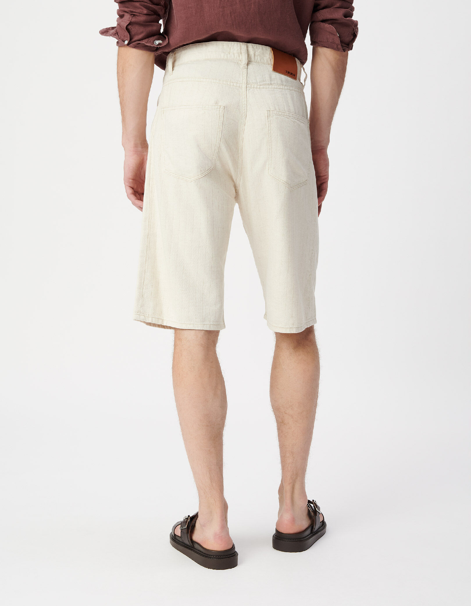 Bermuda en jean écru motif rayures Homme