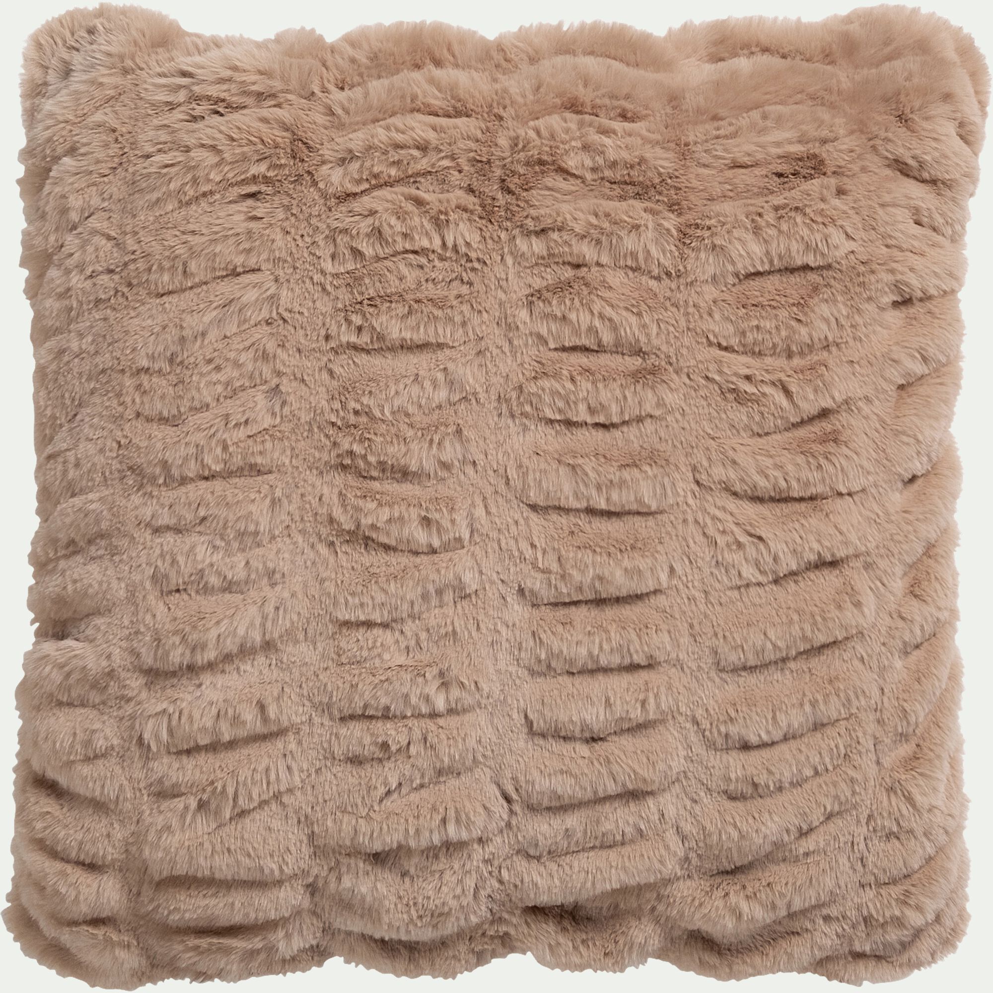 CARINO - Coussin imitation fourrure 45x45cm - beige alpilles