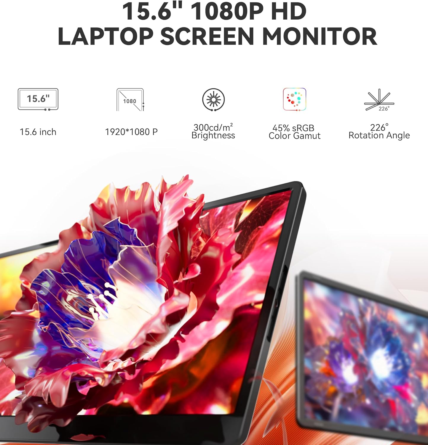 15.6 Laptop Screen Extender  1080P FHD IPS Portable Monitor  Plug and Play  Triple Portable Laptop Monitor for 13-17 Laptops with USB-C/HDMI  for Wins/MacOS(M1//M2/M3Pro/Max).