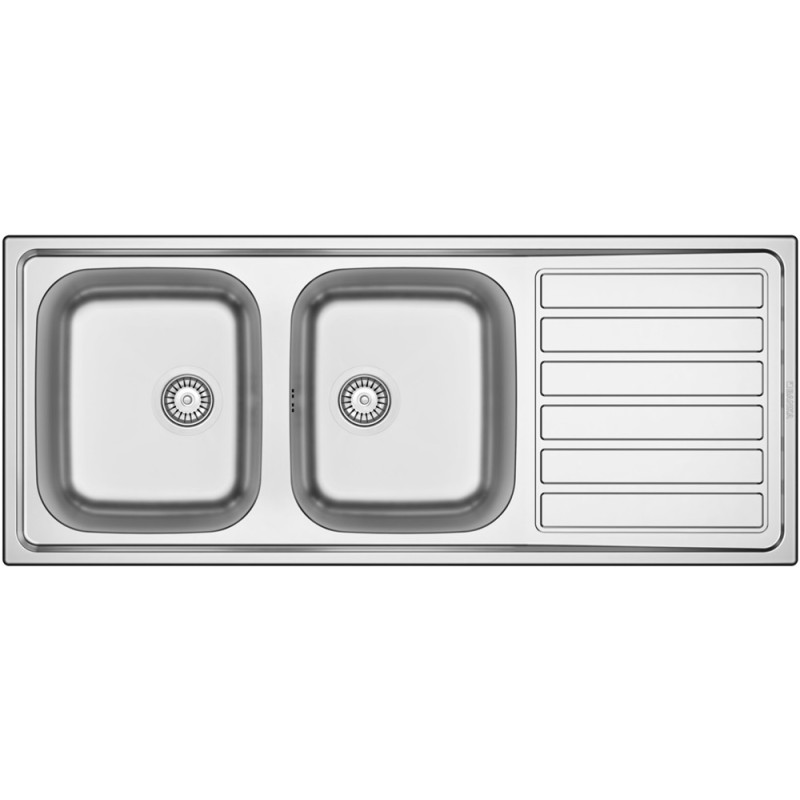 Evier de cuisine à encastrer Balance 2 bacs inox 50 x 120 cm