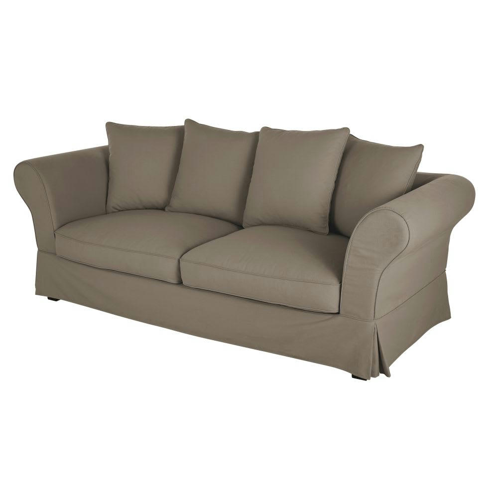 Roma - Housse de canapé convertible 3/4 places (matelas 12 cm) gris taupe