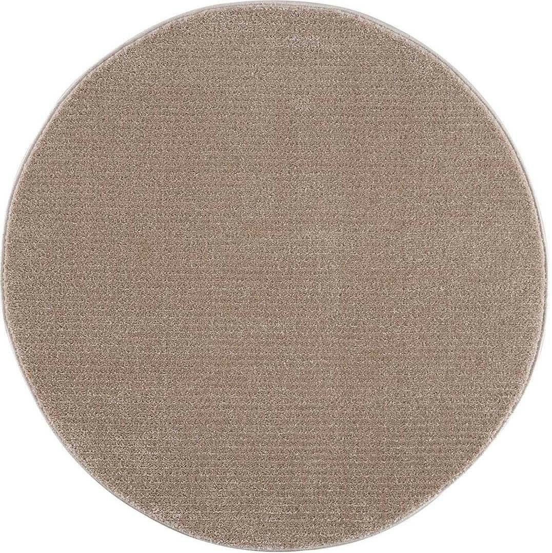 TARA - Tapis rond uni beige à relief linéaire 160x160cm