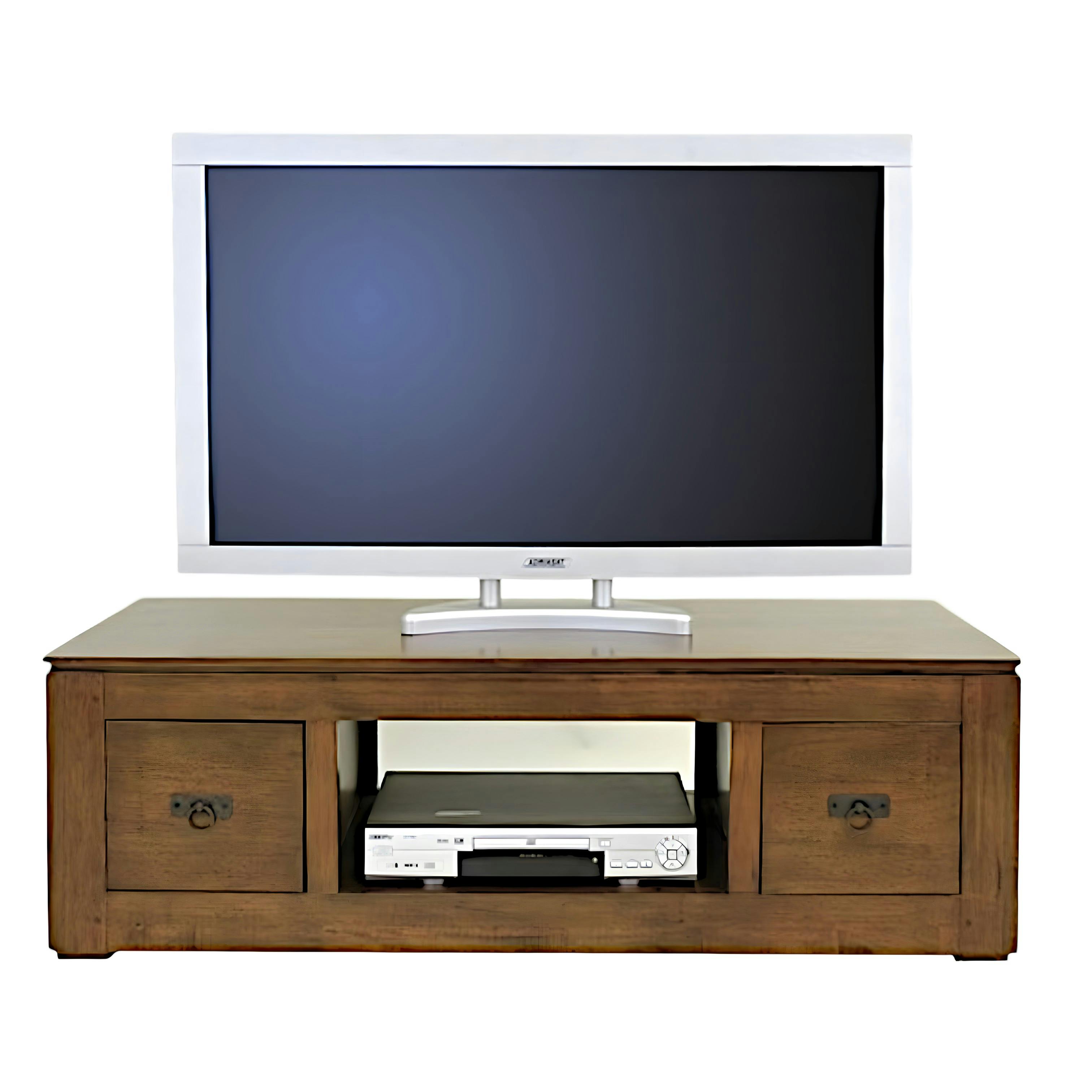 Meuble TV hévéa 2 tiroirs 125x50x40cm HELENA