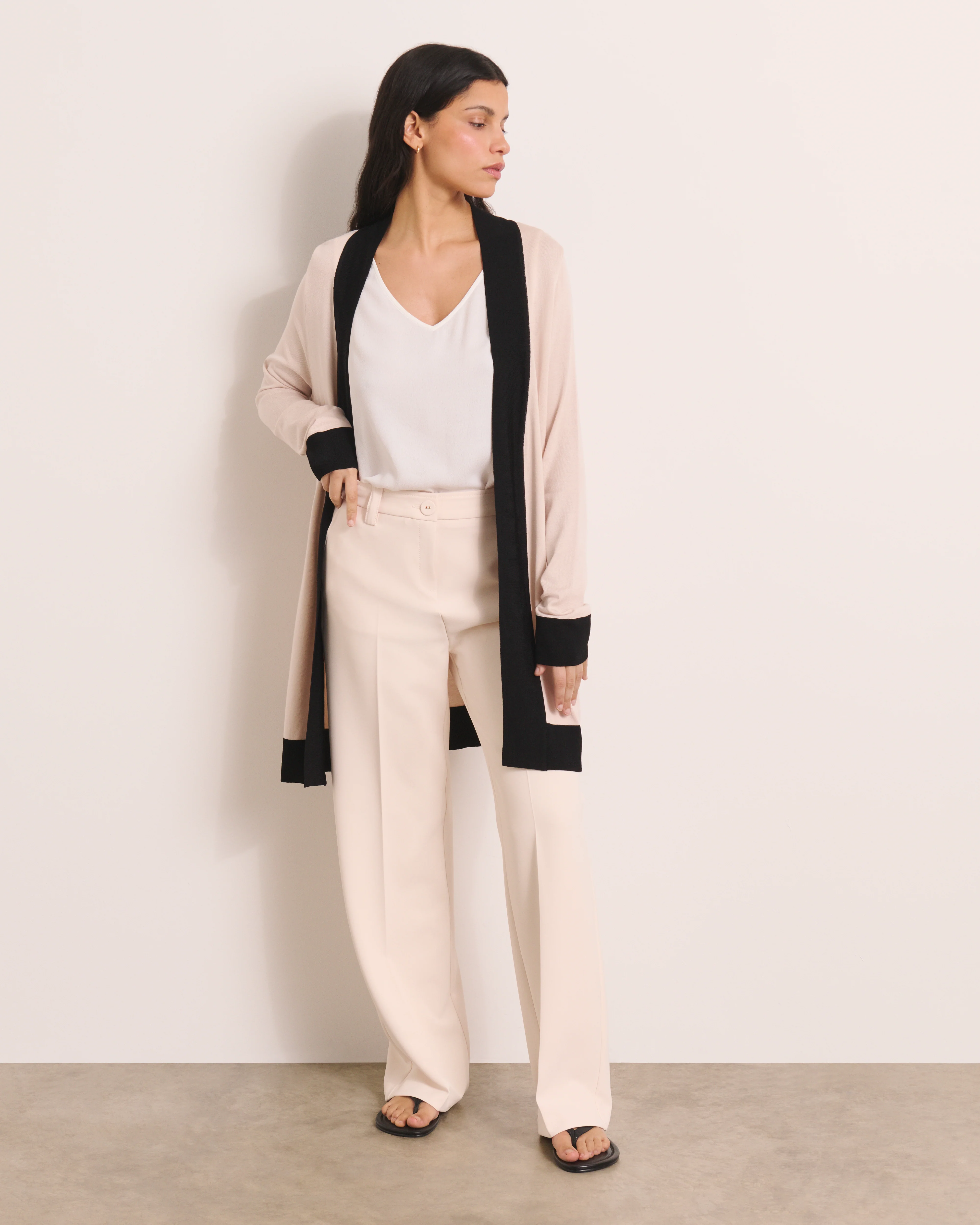 Gilet long beige bicolore GENESIS13/13022/781