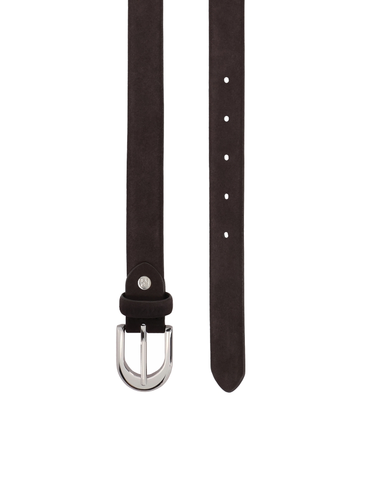 Brown narrow suede belt