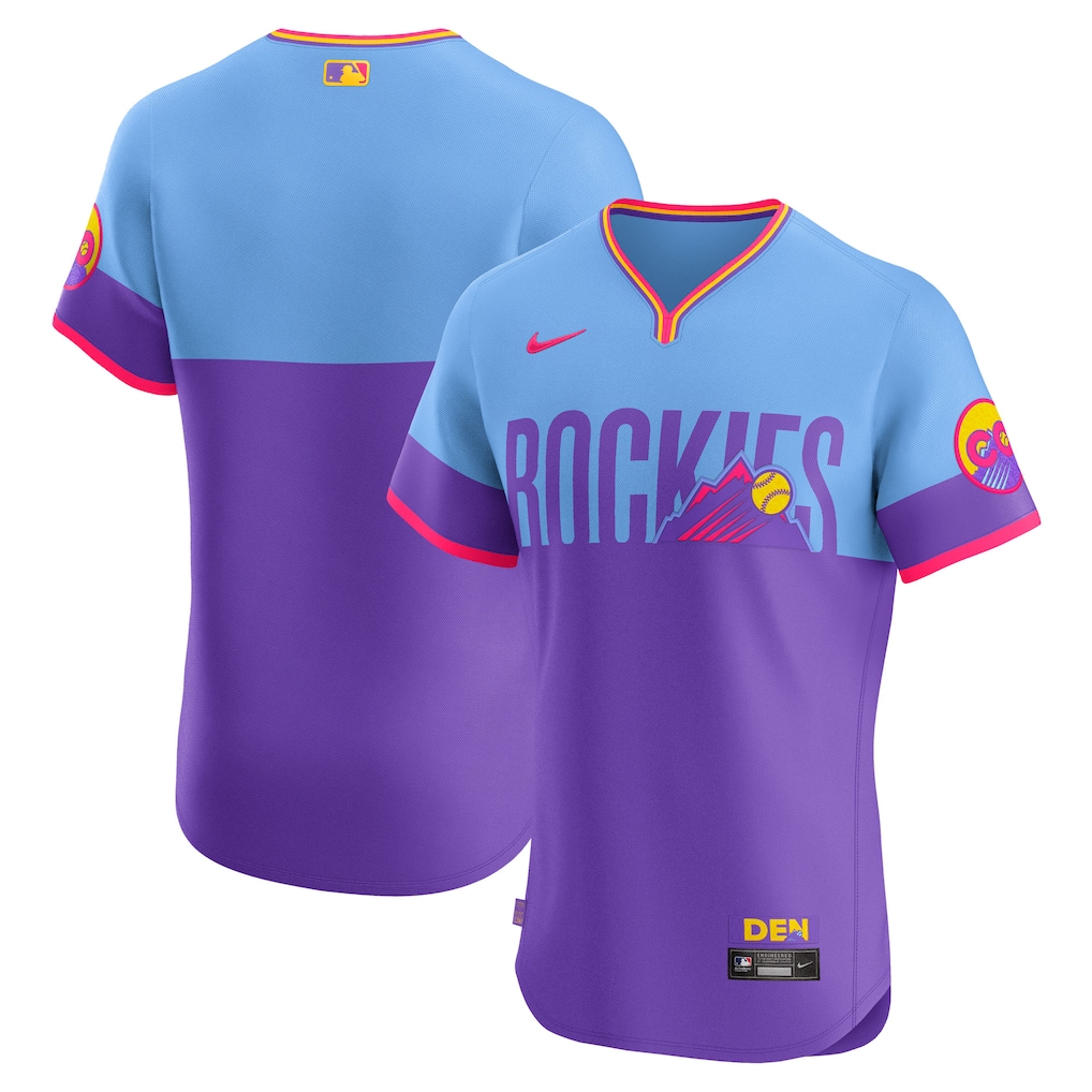 Colorado Rockies Nike 2025 City Connect Elite Jersey - Purple/Light Blue