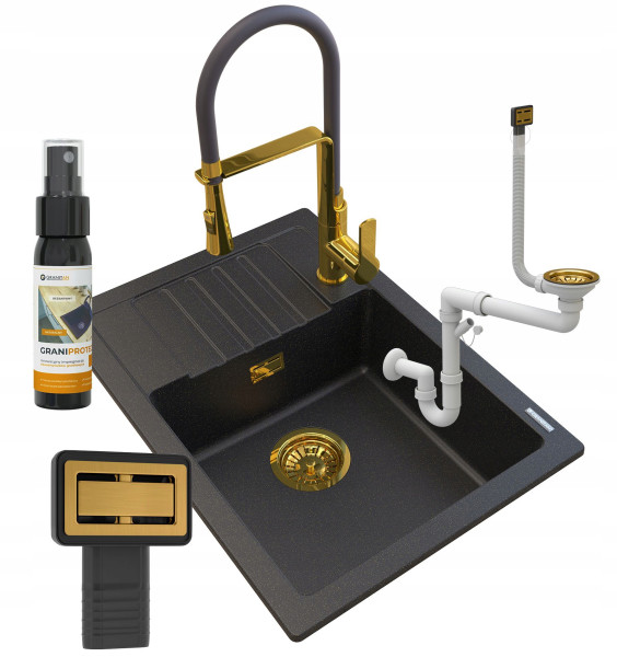 Zlew granitowy golden Argos   bateria Vegas   syfon