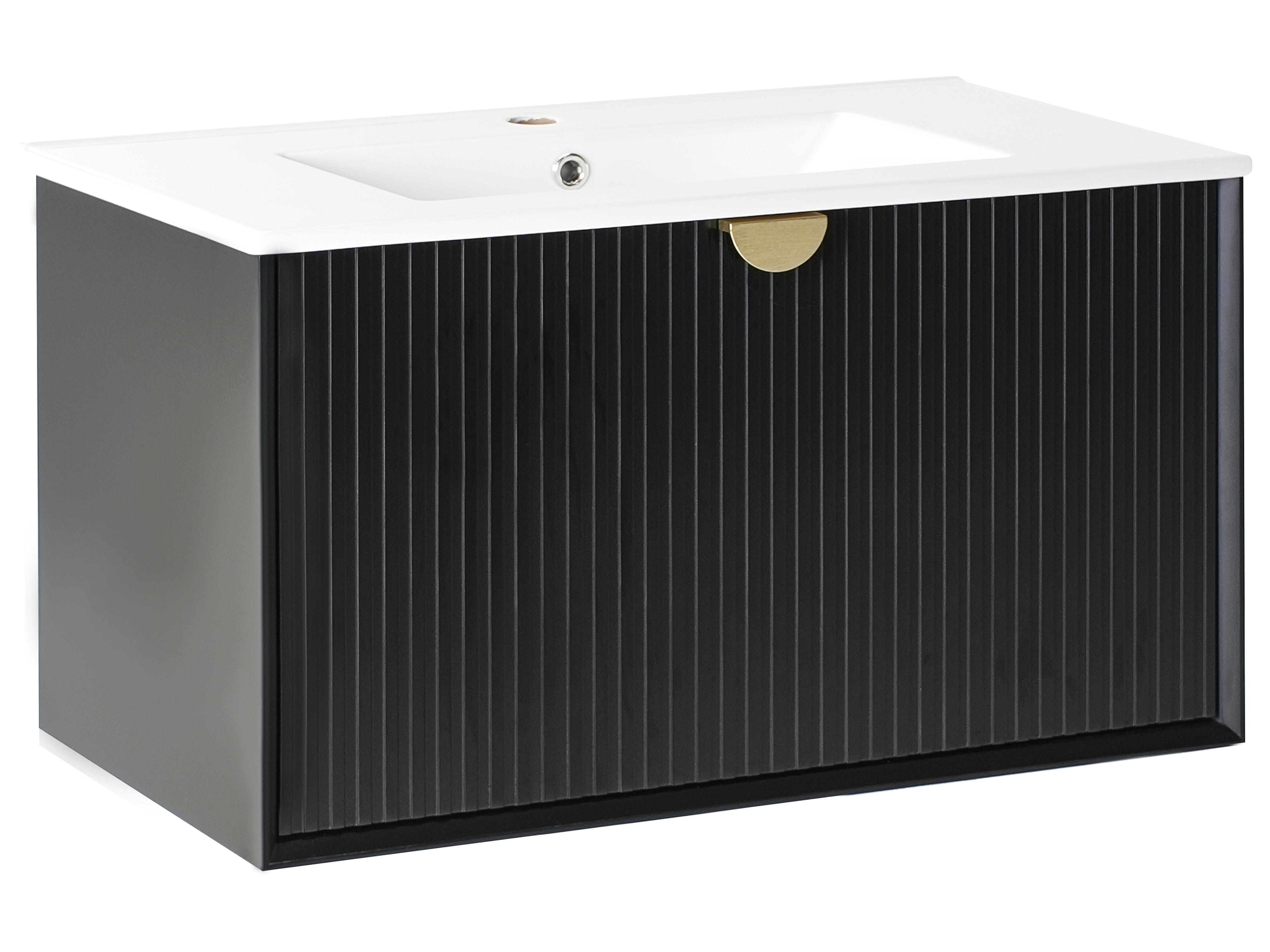 Wall Mounted Vanity Unit with Basin BONAIRE Black
