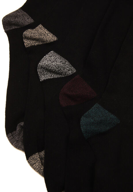 Mens 5pk Black Heel & Toe Cotton Blend Ankle Socks
