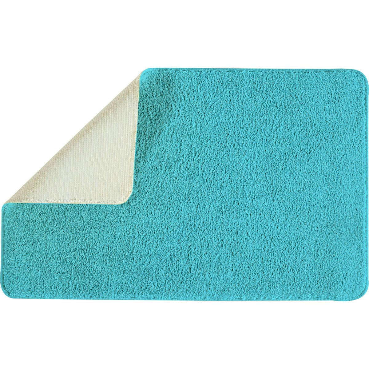 POLYNESIE - Tapis de bain en polyester uni turquoise 50x80cm