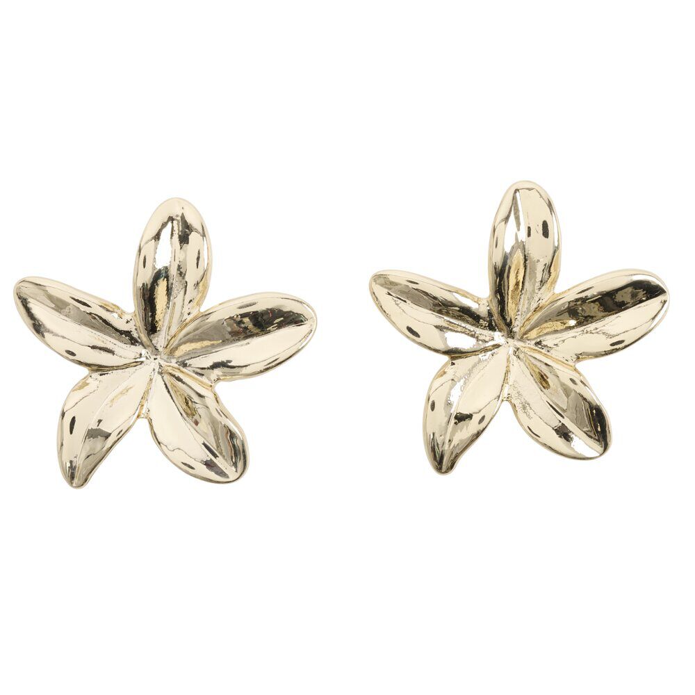 Boucles d'oreilles fleur de tiaré zinc doré Ø3cm