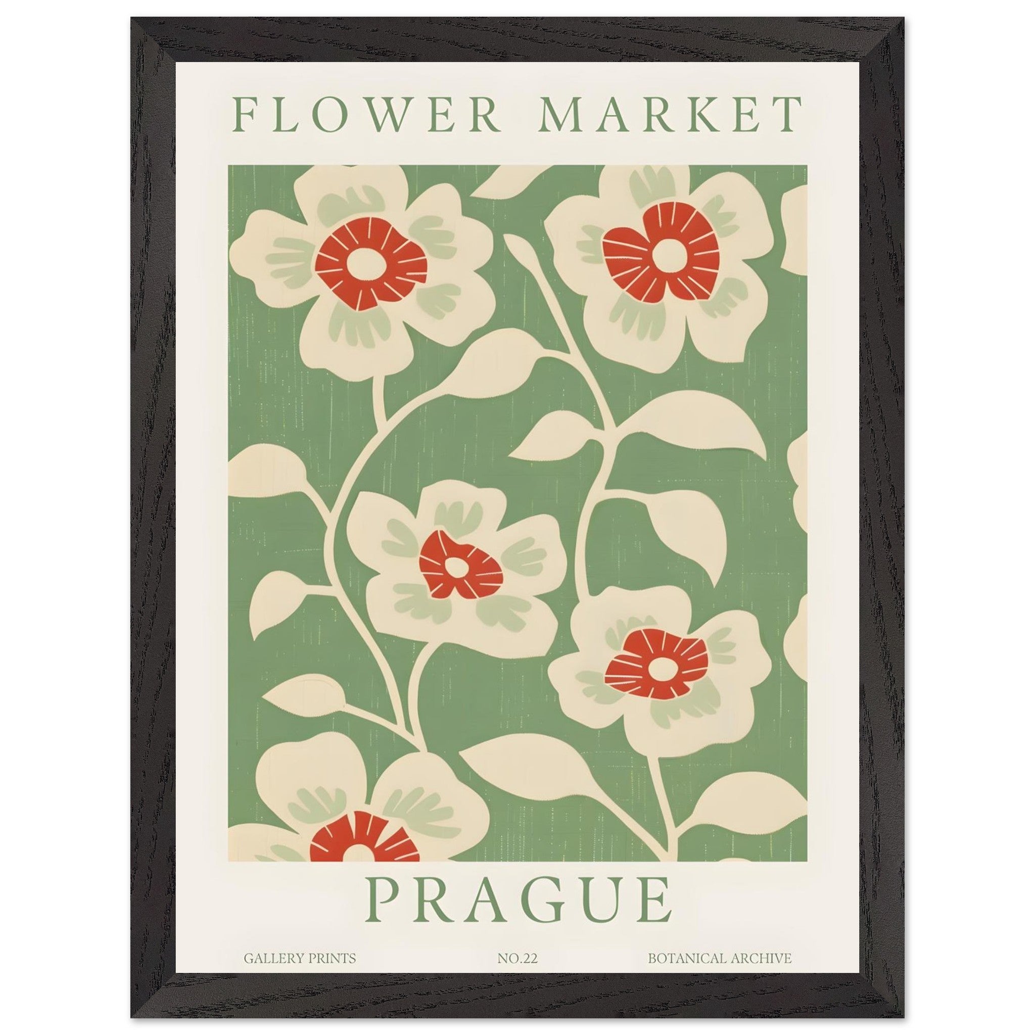 Artfulprints Poster met Lijst Flower market - Prague I  - 30x40 cm - Meerkleurig