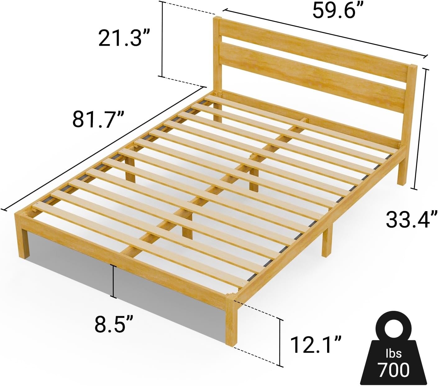 LIFEMENT Queen Classic Wood Platform Bed Frame, Headboard, Essential, Noise Free, Under Bed Storage, No Box Spring Needed, Easy Assembly