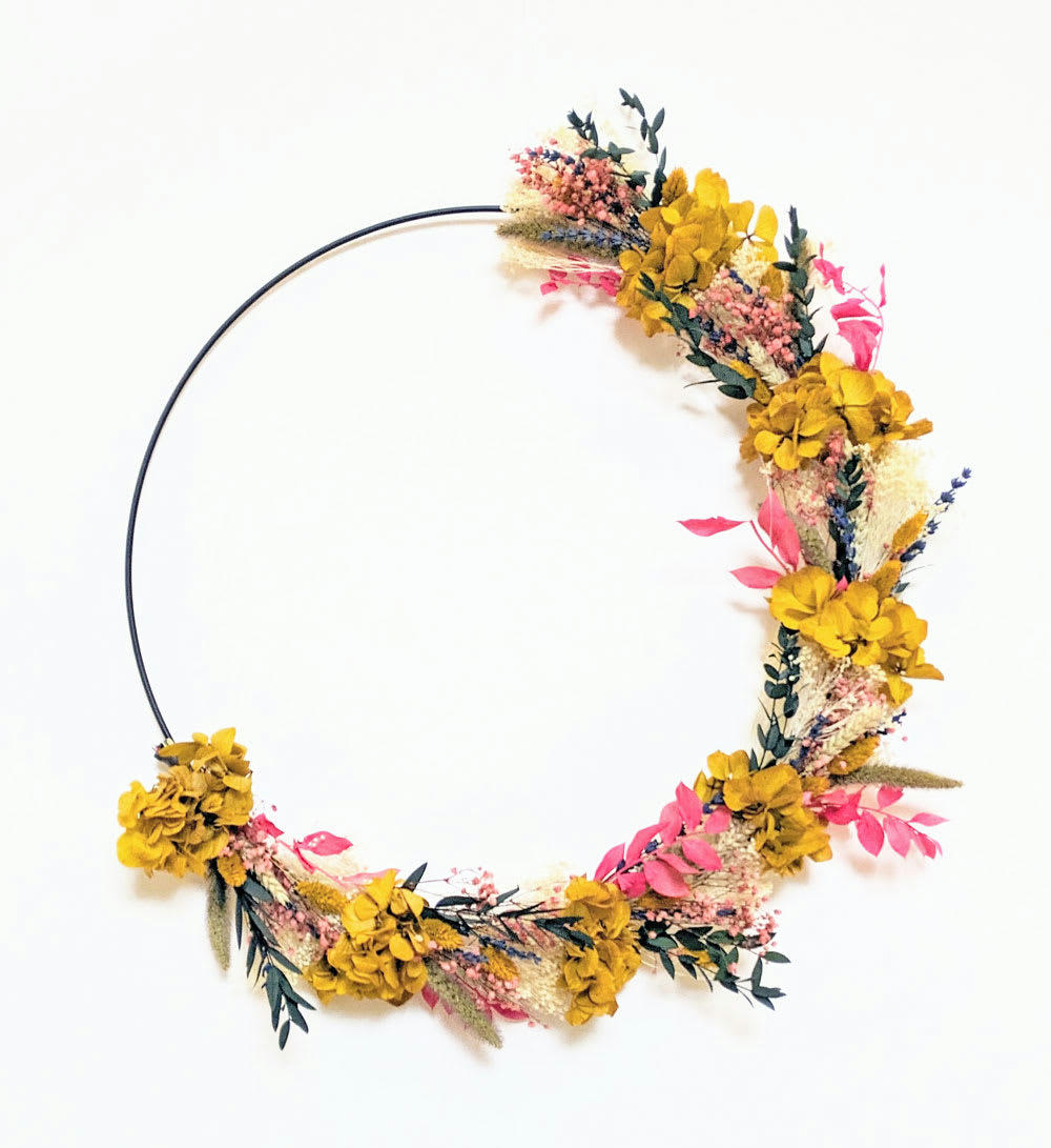 - Couronne murale de fleurs séchées Hilda D50 cm