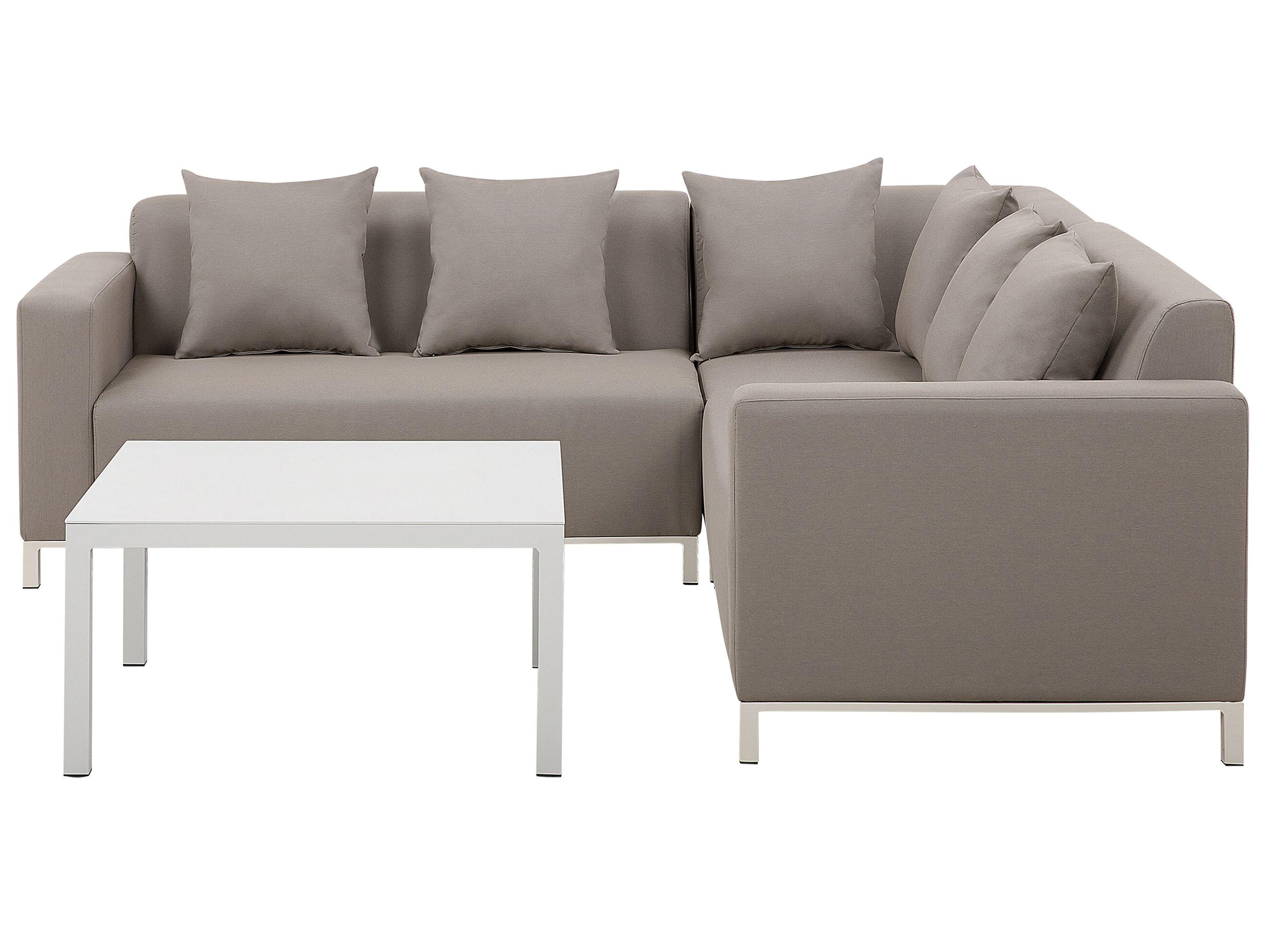 Garden Corner Sofa with Table 5 Seater BELIZE Left Hand Modular Beige