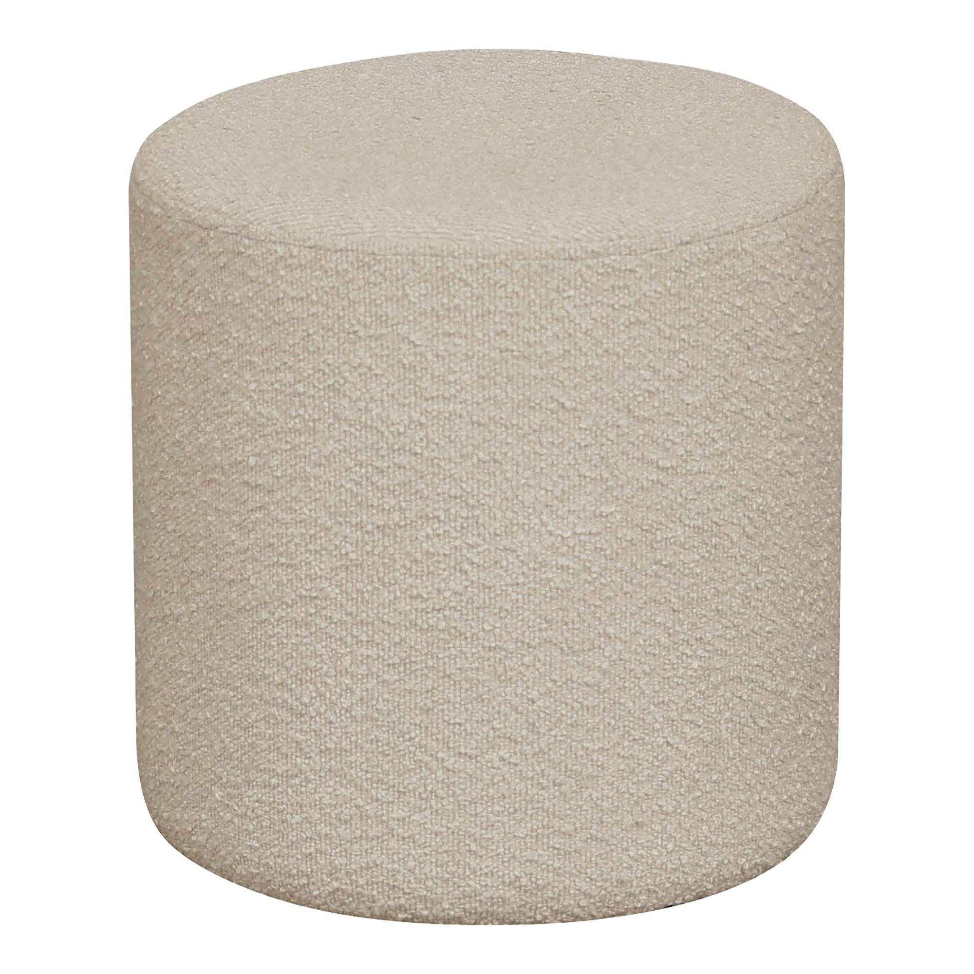 Pouf rond beige en tissu bouclette BRUGES