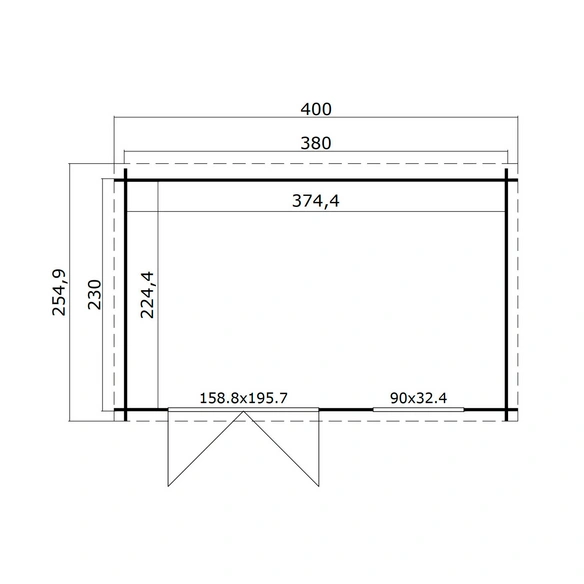 Gartenhaus »Augusta«, BxHxT: 400 x 216,6 x 230 cm (Außenmaße inkl. Dachüberstand), Holz