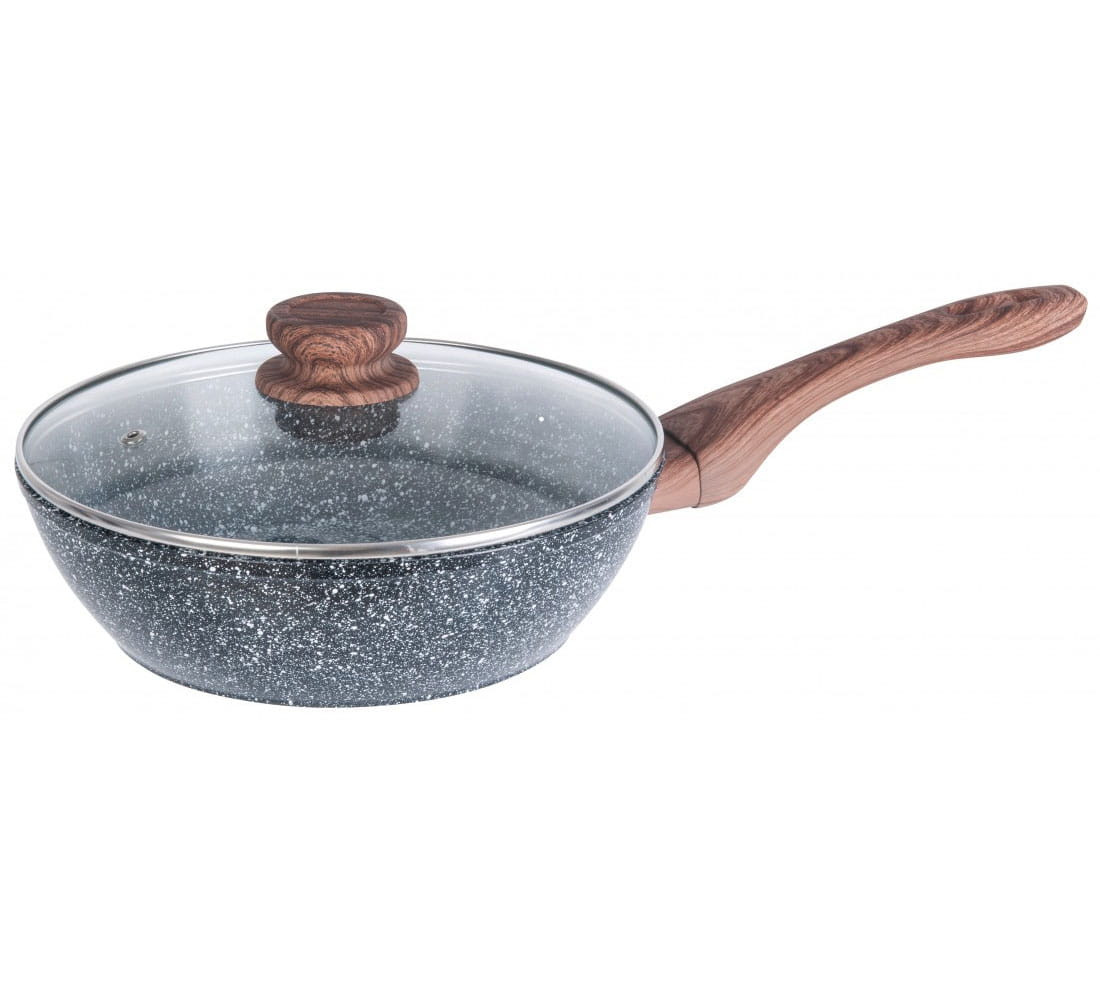 Patelnia granitowa głęboka wok 24cm indukcja gaz KINGHOFF granit wood