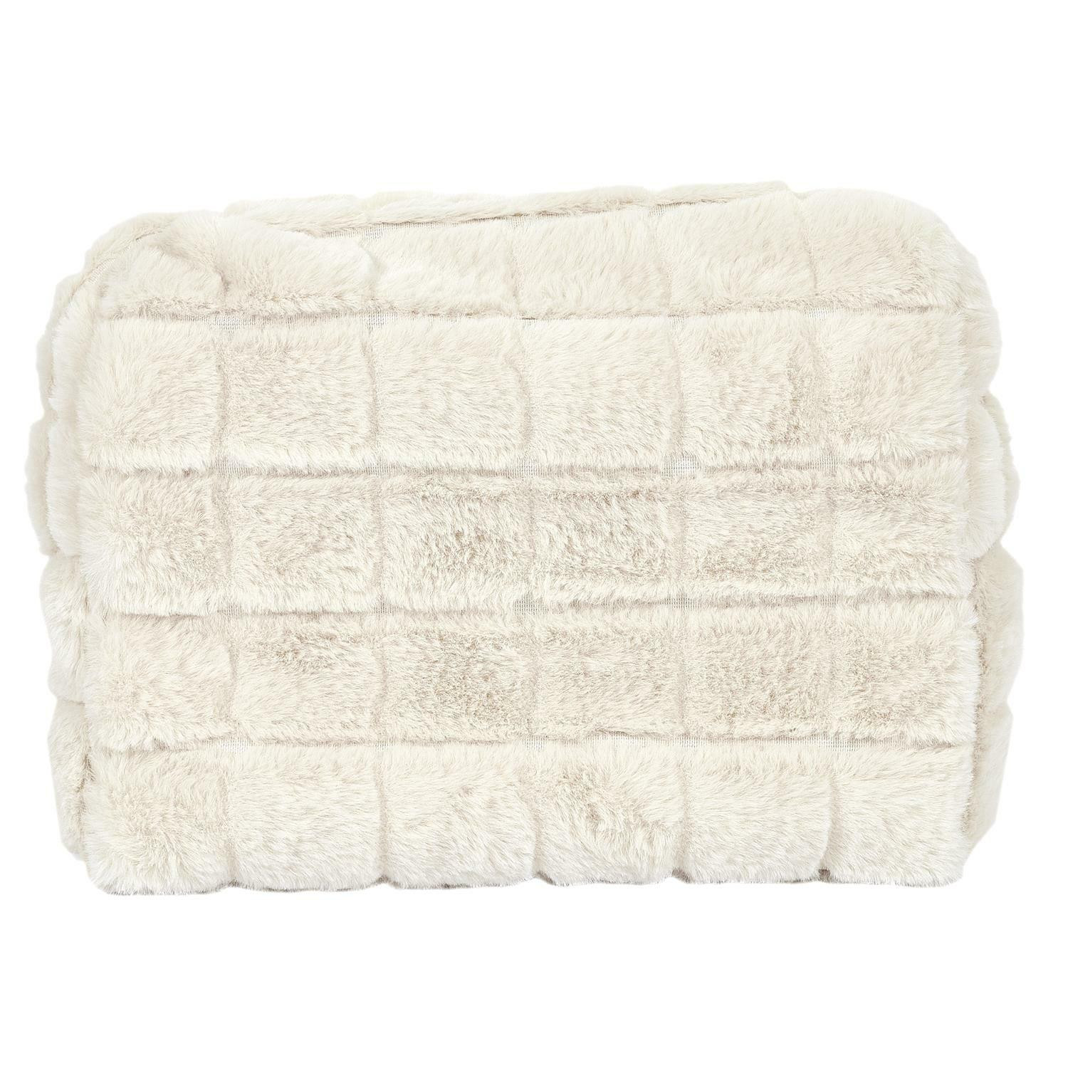 KOSMETYCZKA FUTRZANA kremowa poliester i nylon 18x10x11 cm