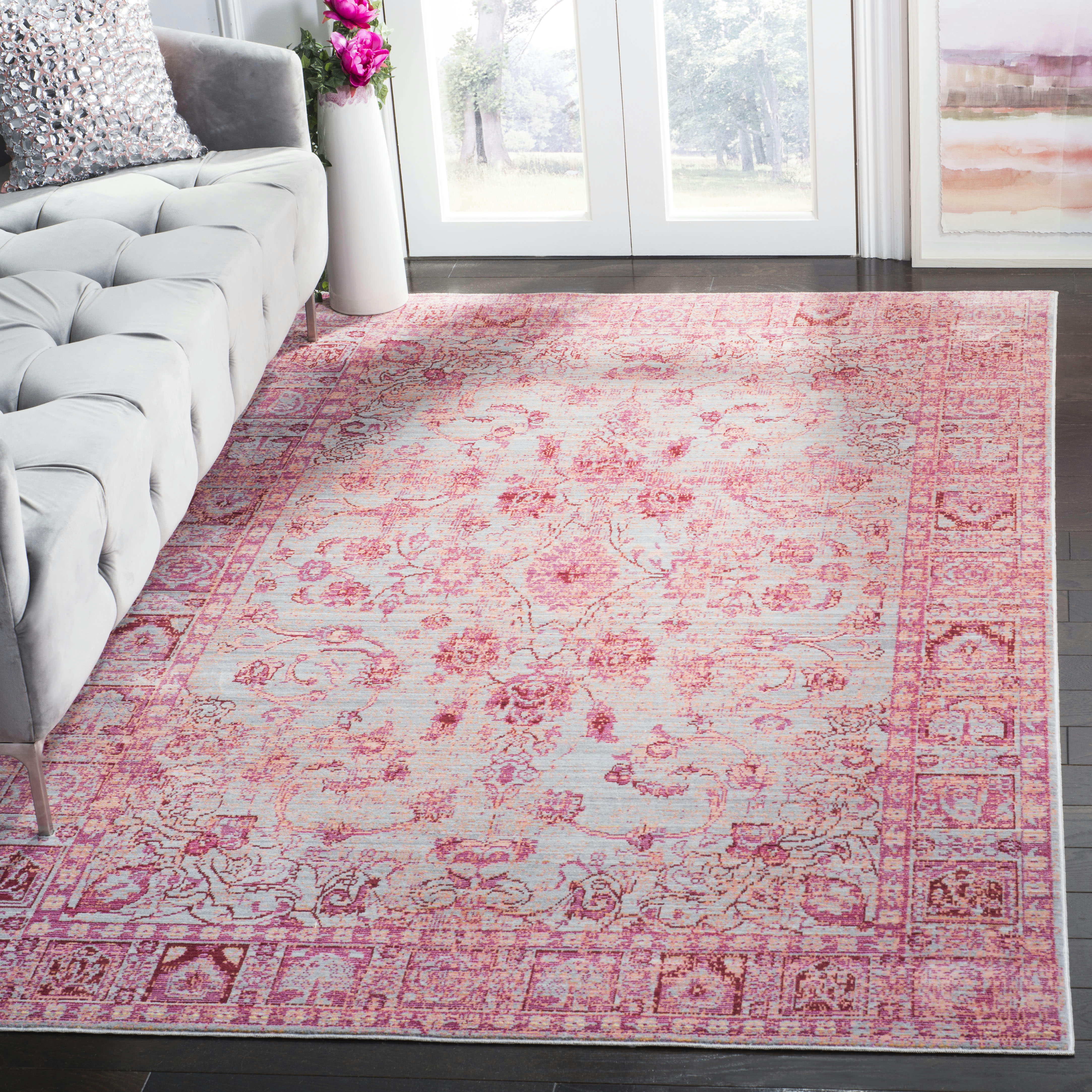 VALENCIA - Tapis de salon interieur en fuchsia & multi, 152 x 244 cm