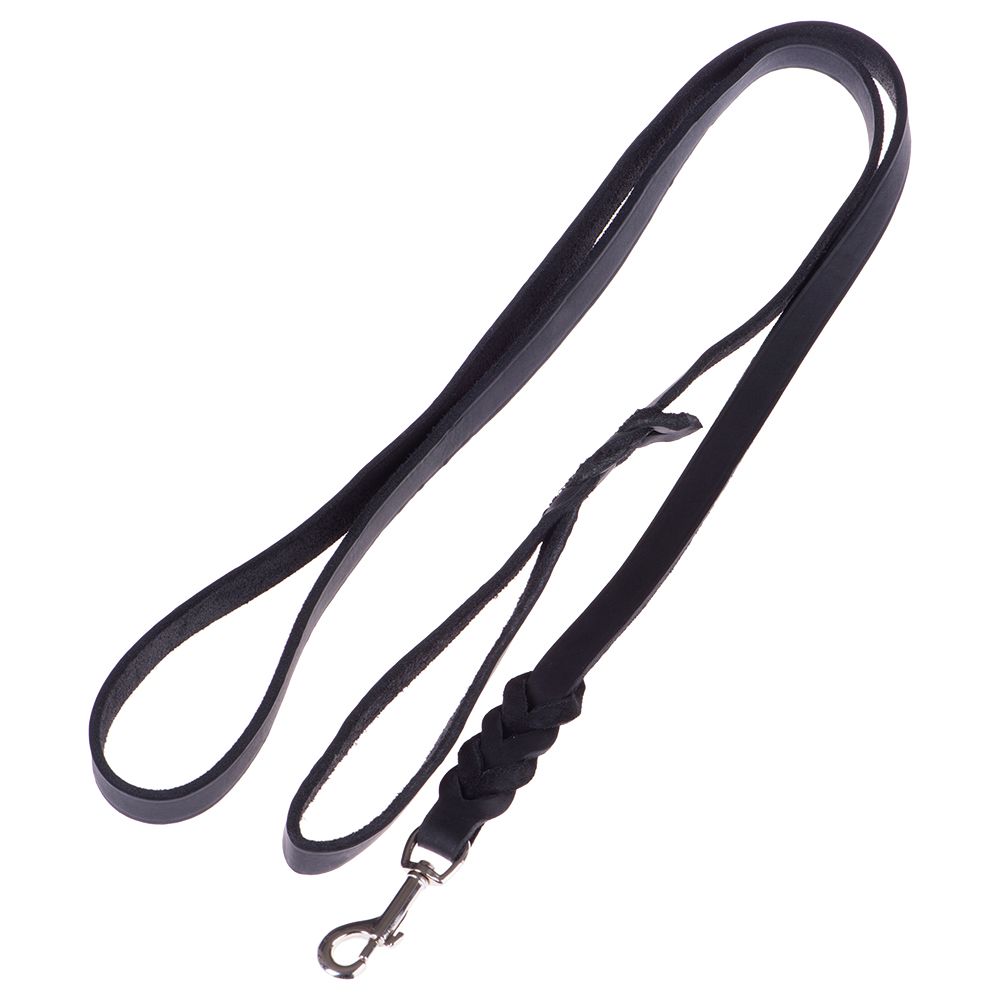 Heim Plaited Leather Dog Lead - Black