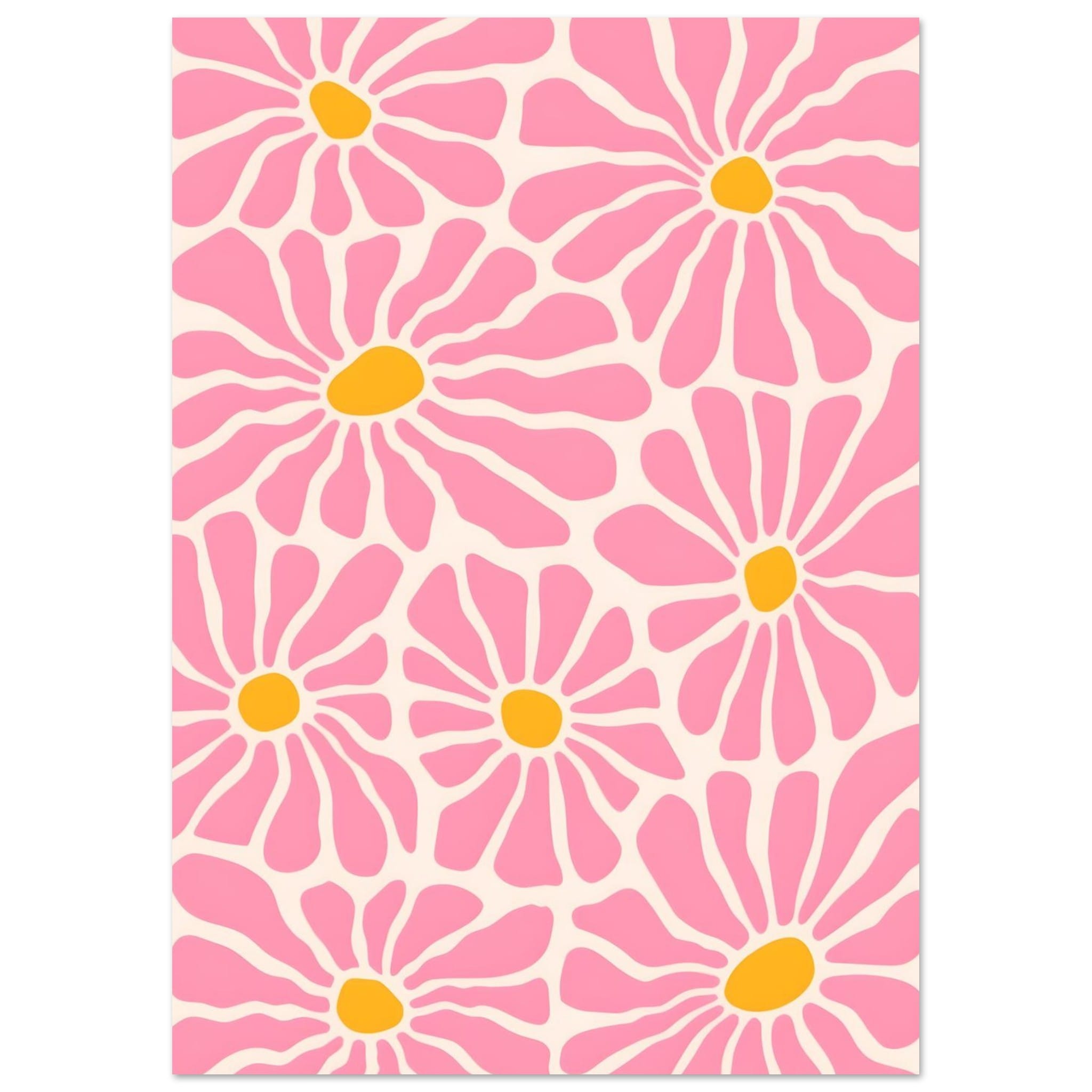 Artfulprints Poster Matisse - Pink flowers  - A4 21x29.7 cm - Roze
