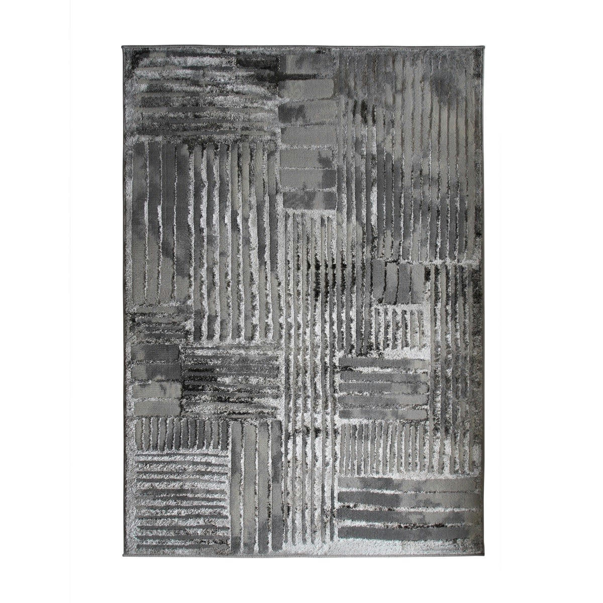 BORGES - Tapis graphique effet brume gris 120x170