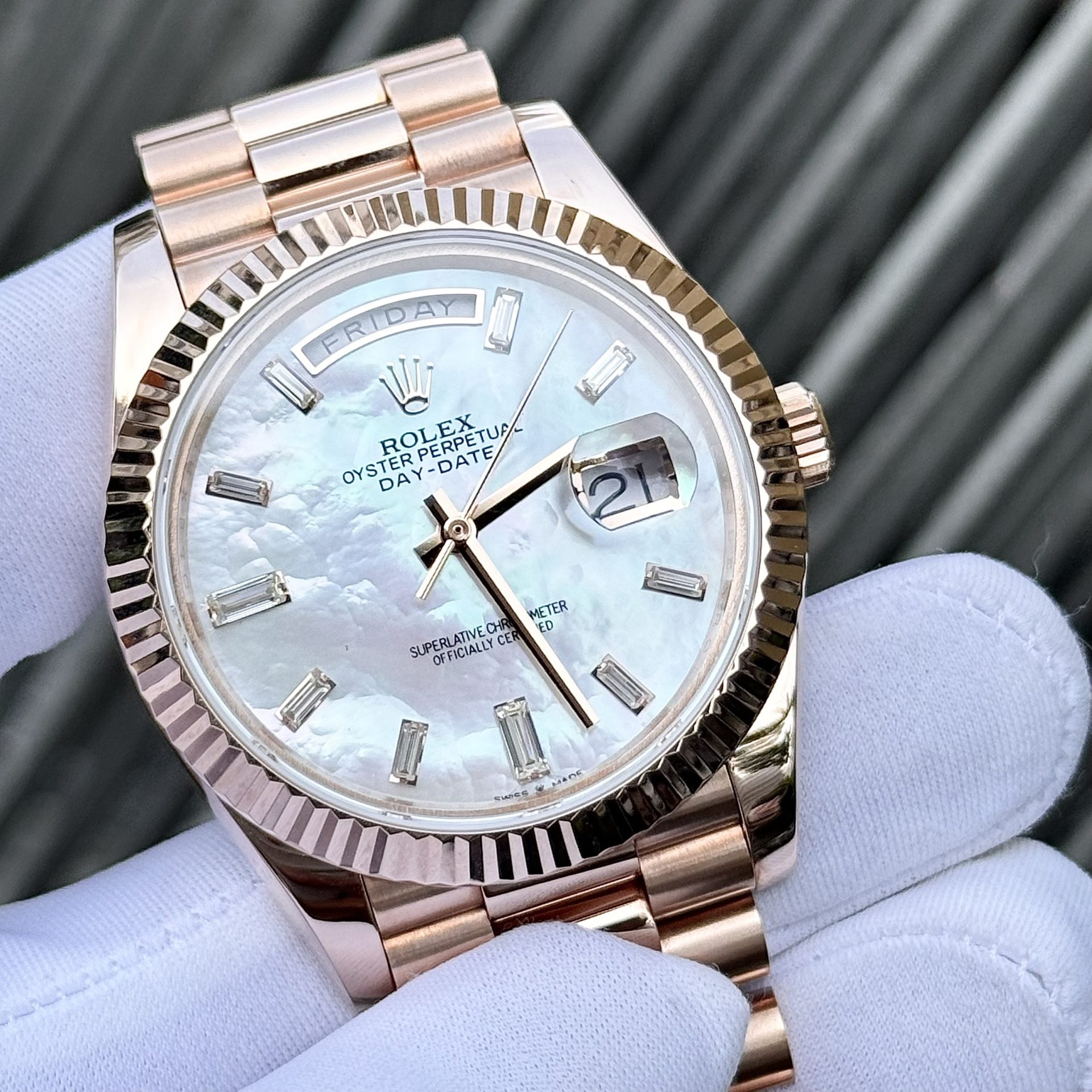 Rolex Day-Date RG Plated MOP Dial With Diamonds 40mm Super Clone