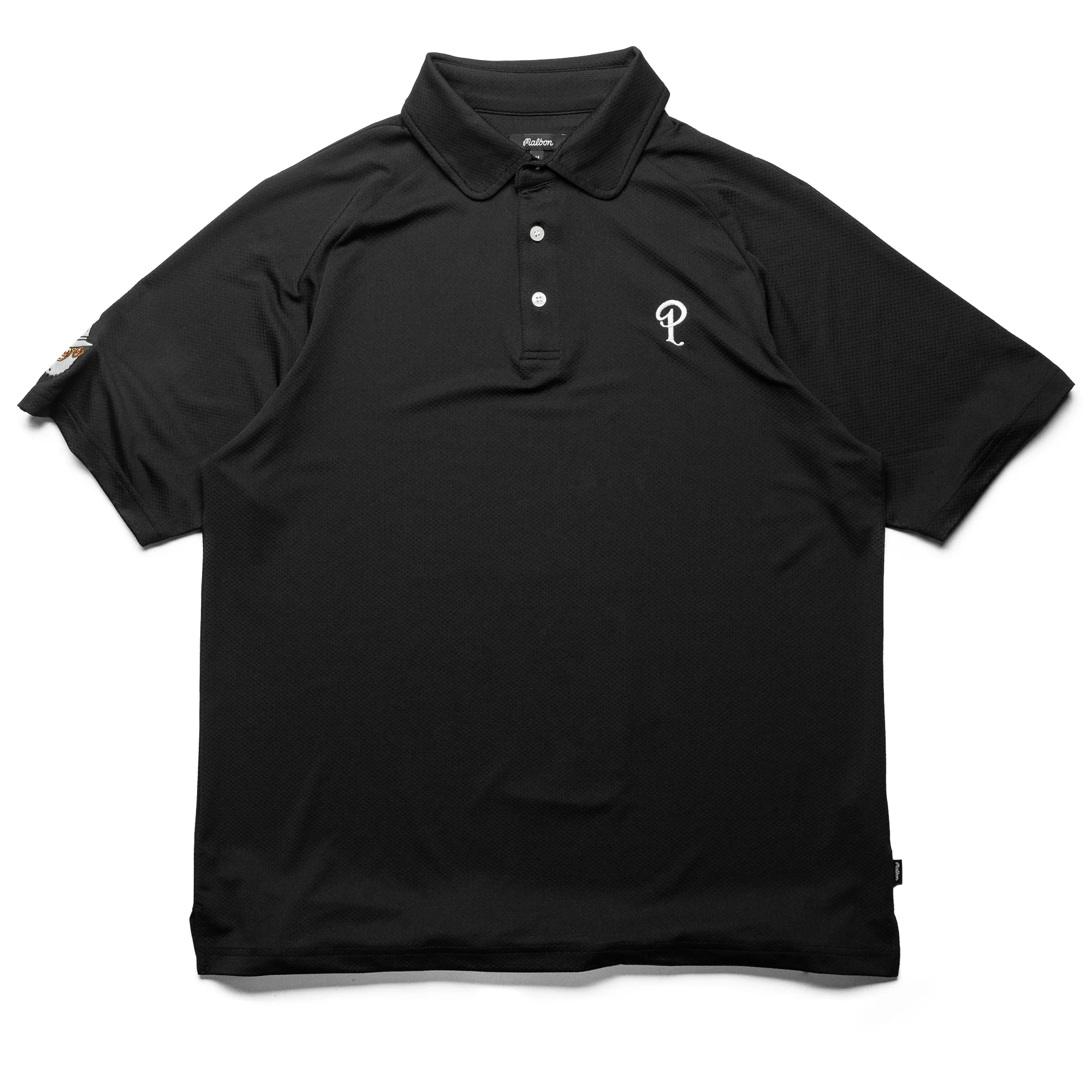 Malbon Golf Raglan Sleeve Mesh Polo - Black