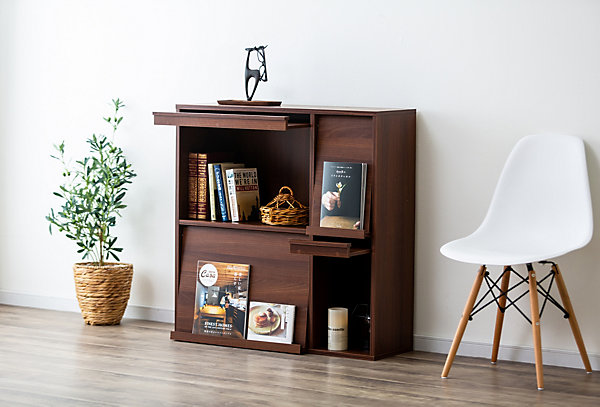 Iris Ohyama, Meuble, étagère, Bibliothèque de rangement, Avec 4 portes, FR-F4 Marron, L33.8 x P89 x H90 cm