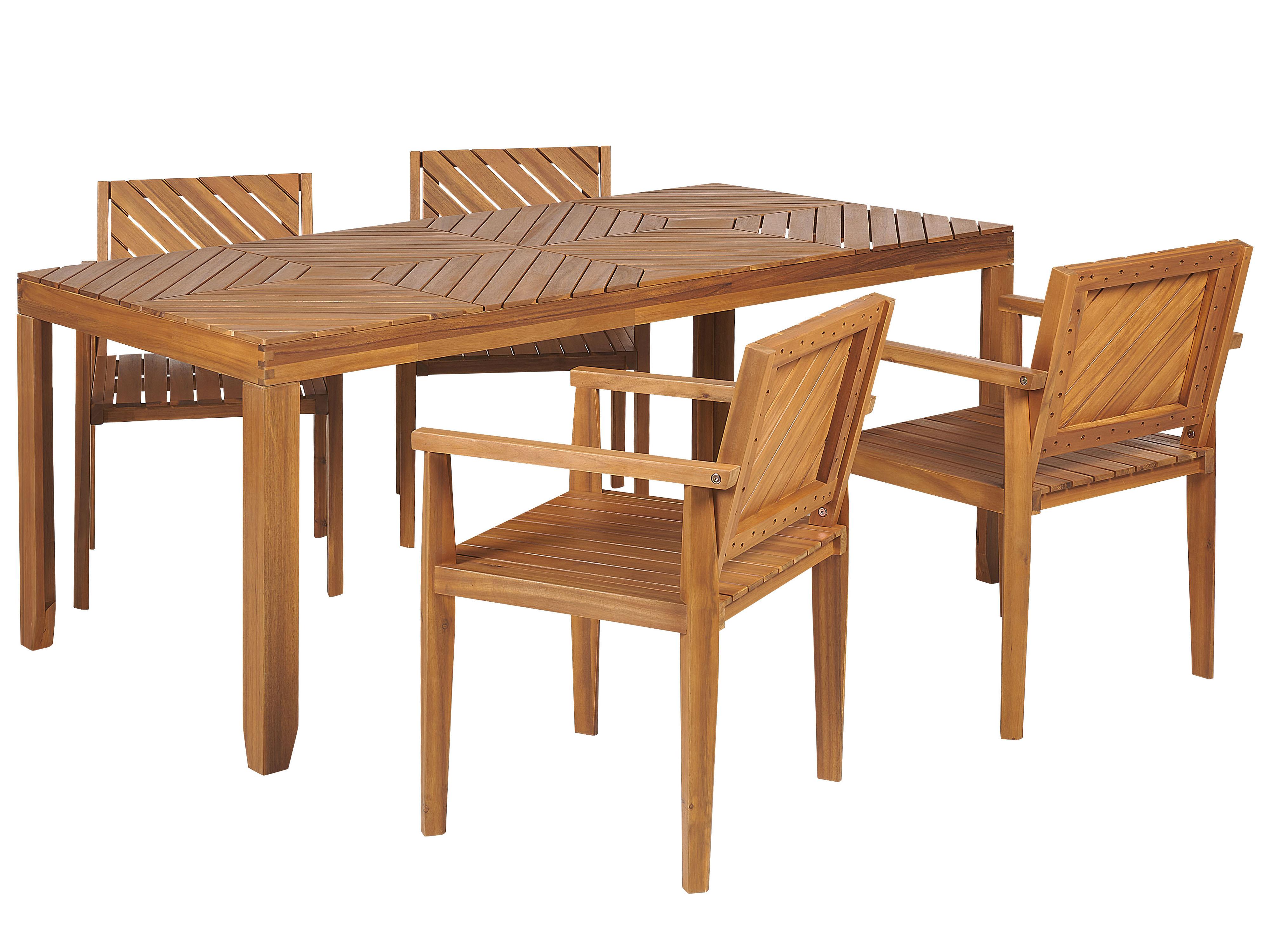 Garden Corner Sofa with Table 4 Seater BARATTI Left Hand Acacia Wood Brown