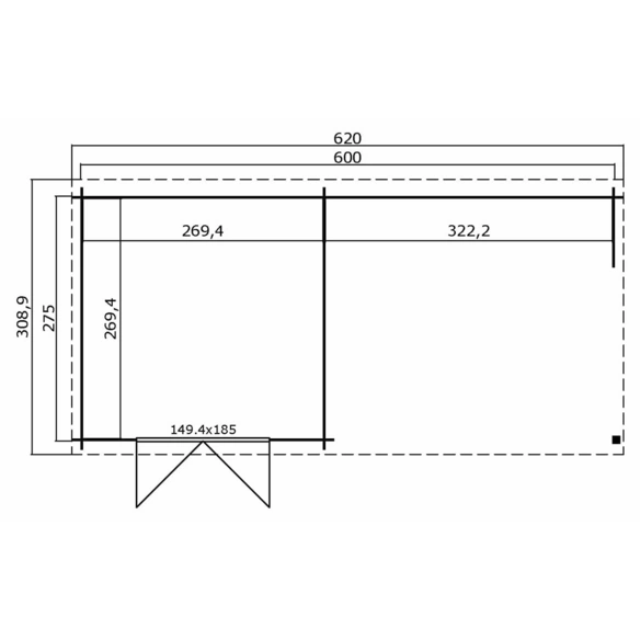 Blockbohlenhaus »Novia«, BxHxT: 620 x 211 x 308, 9 cm (Außenmaß inkl. Dachüberstand)