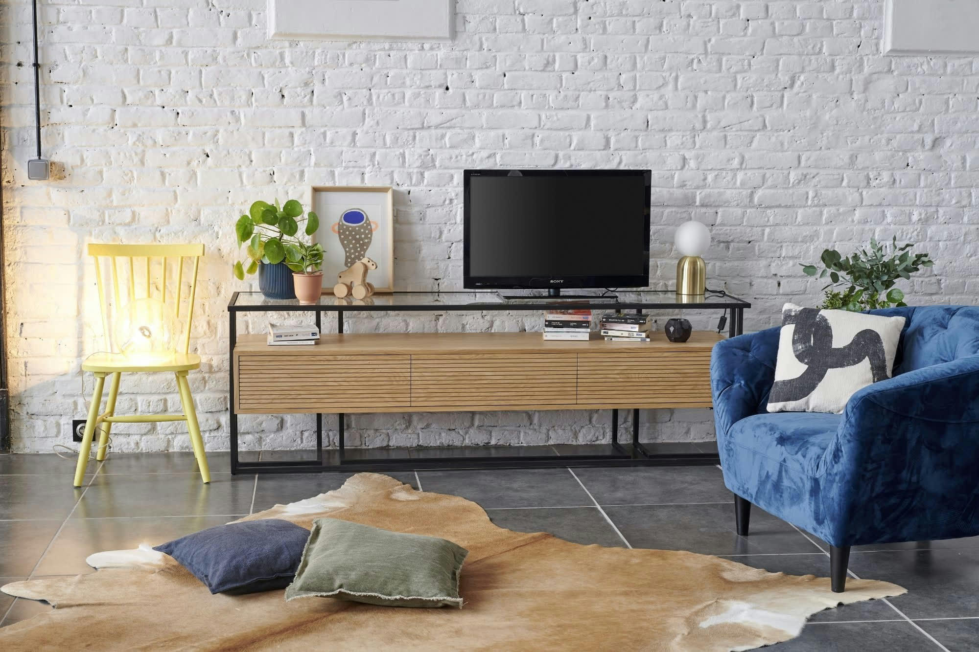 BRIGHTON - Meuble TV en bois et métal RAYNART