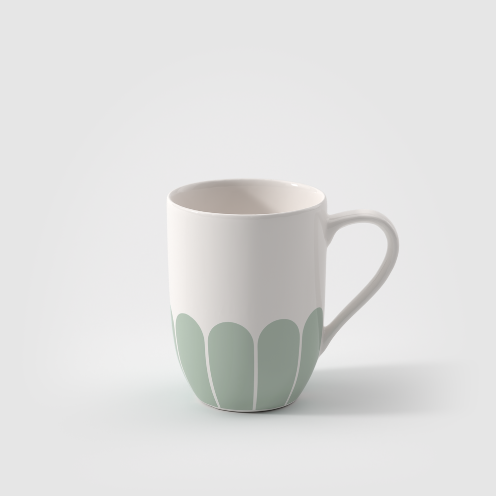 Fleur Mug - Green, 9.9 oz, Premium Porcelain