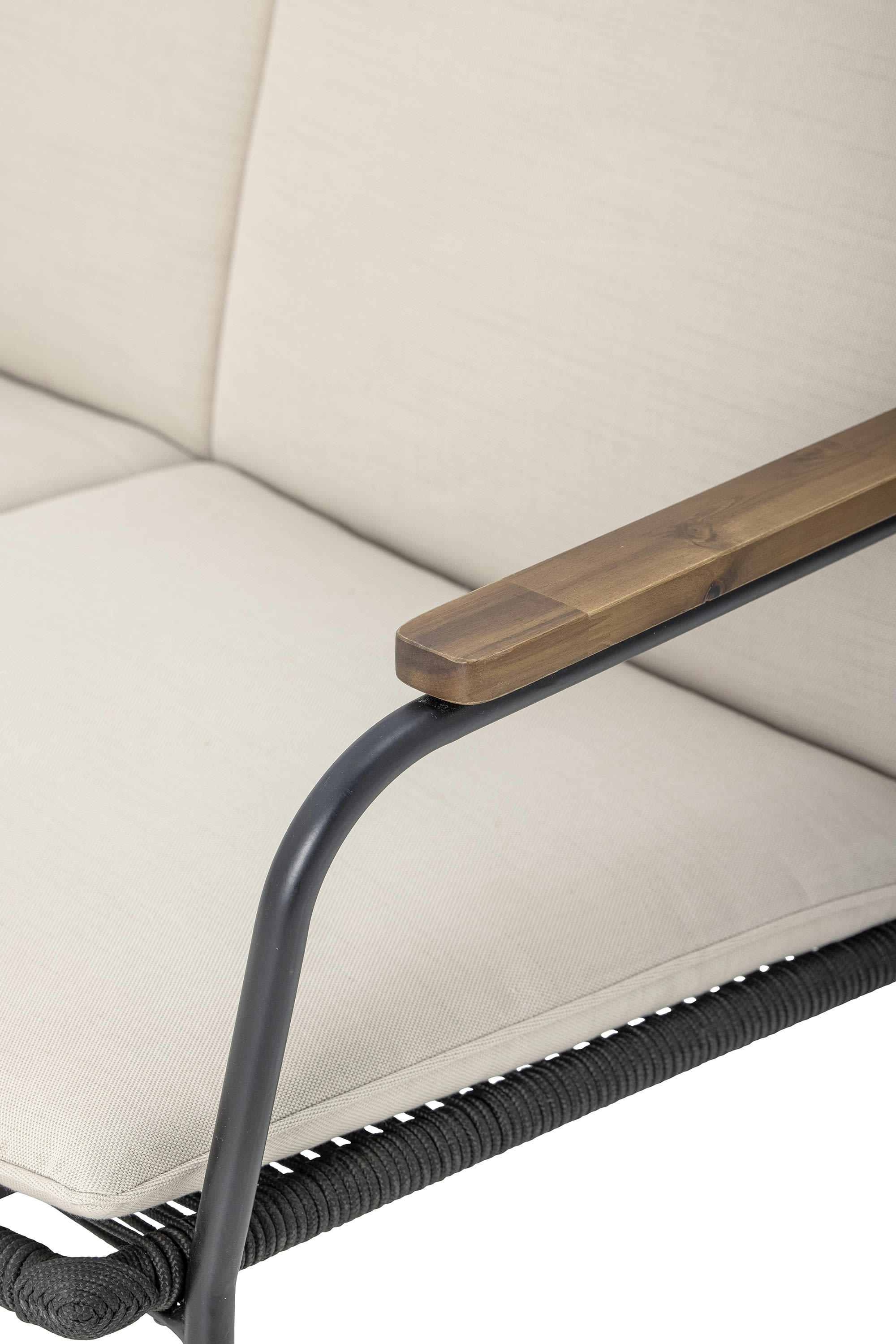 - Canapé 2 places en tissu blanc et métal