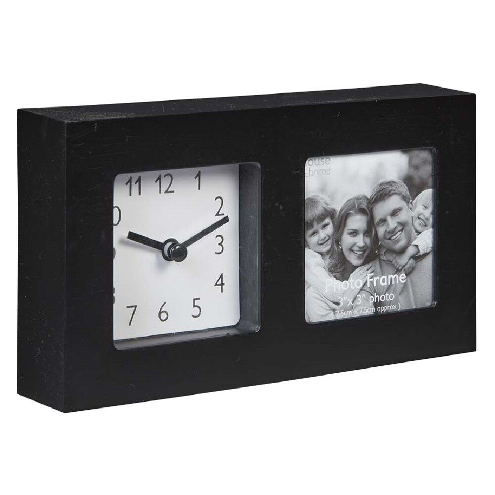 Horloge avec cadre photo à poser 10.5x19.5cm (2 modèles)