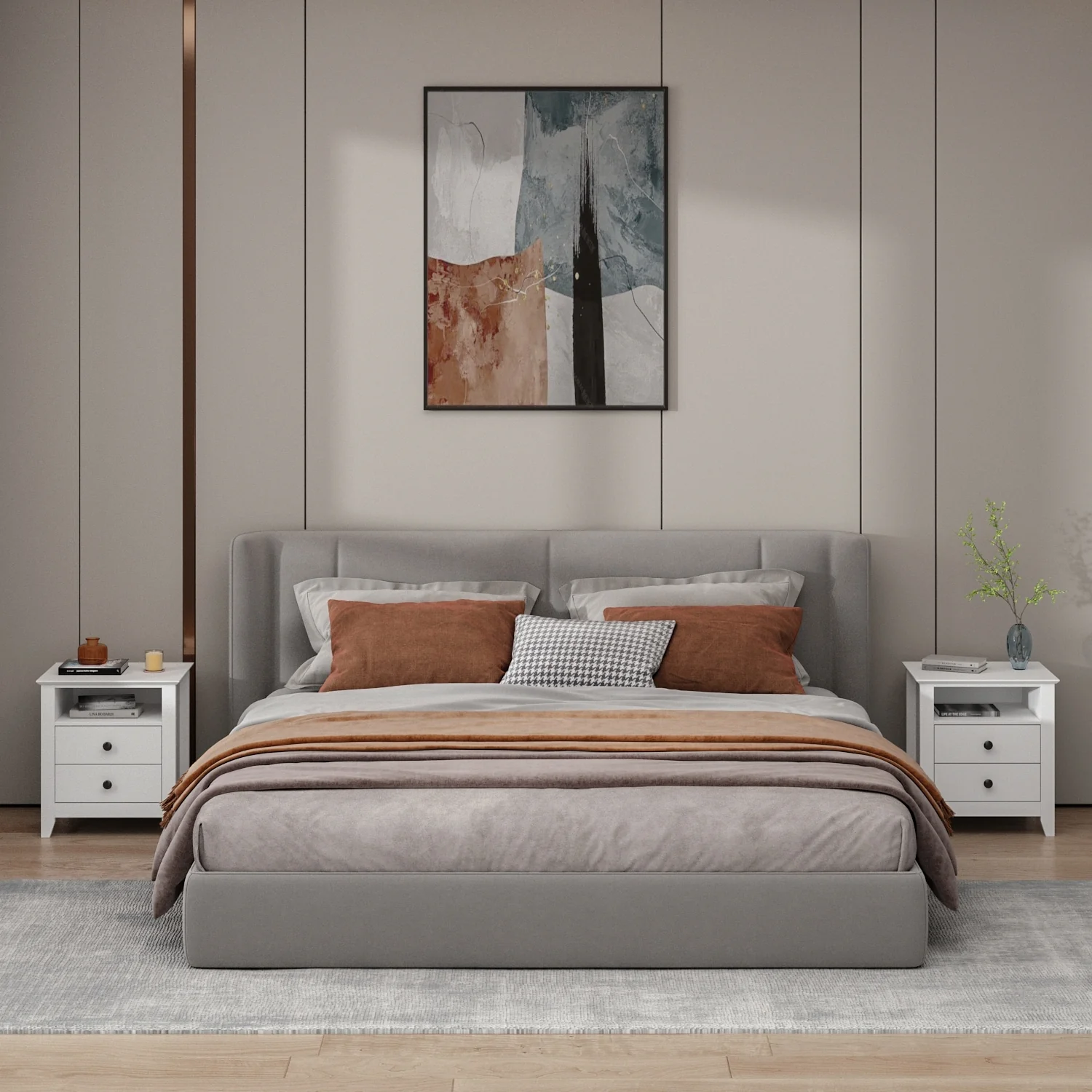 Timechee 21.7'' Tall 2 - Drawer 1- Shelf Nightstand in White End Table