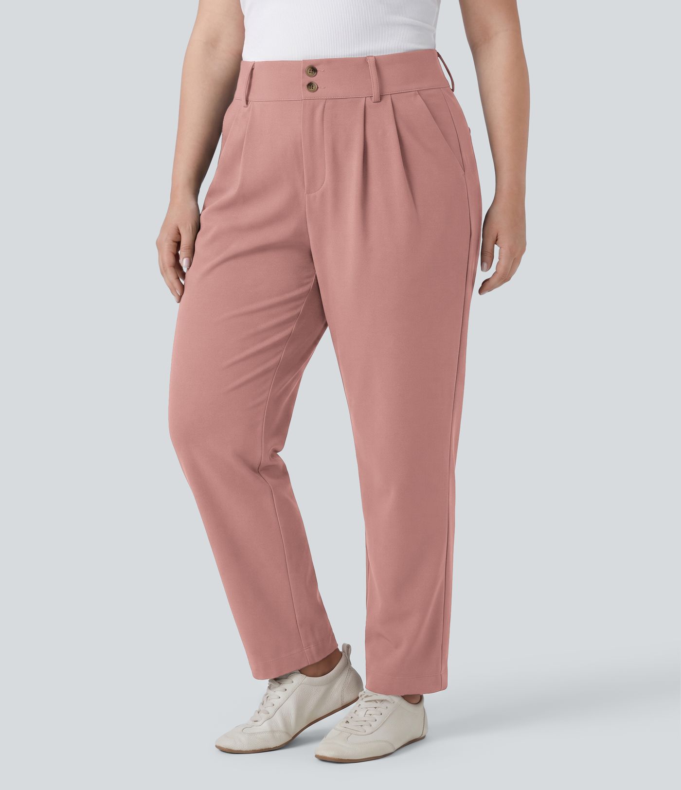 Pantalon de bureau fuselé grande taille Halara Flex™ taille haute en tissu gaufré avec poches