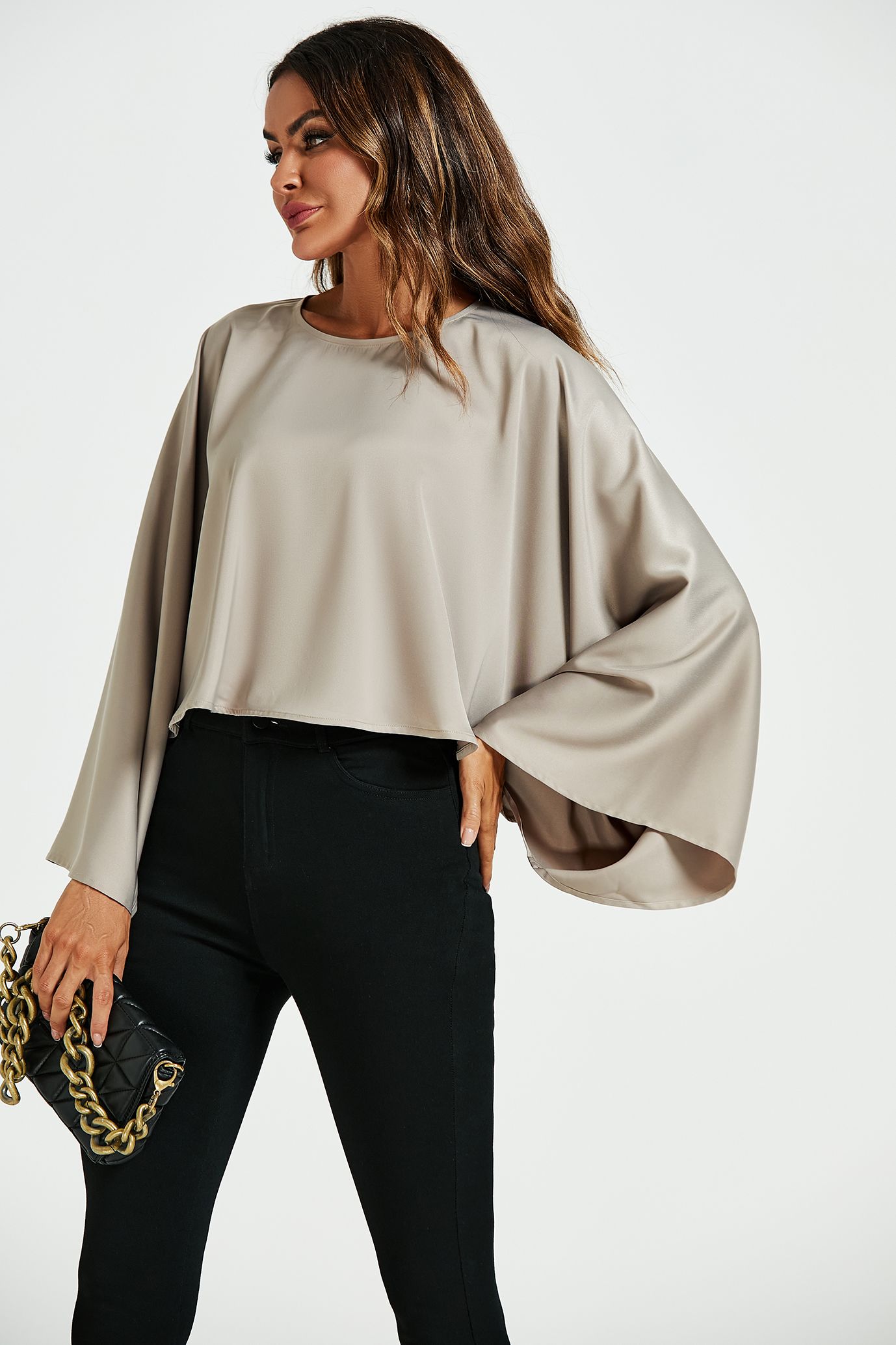 FS Collection Satin Loose-Fit Crop Top
