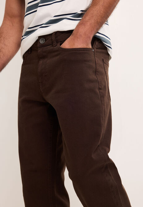Mens Chocolate Brown Straight Leg Jeans