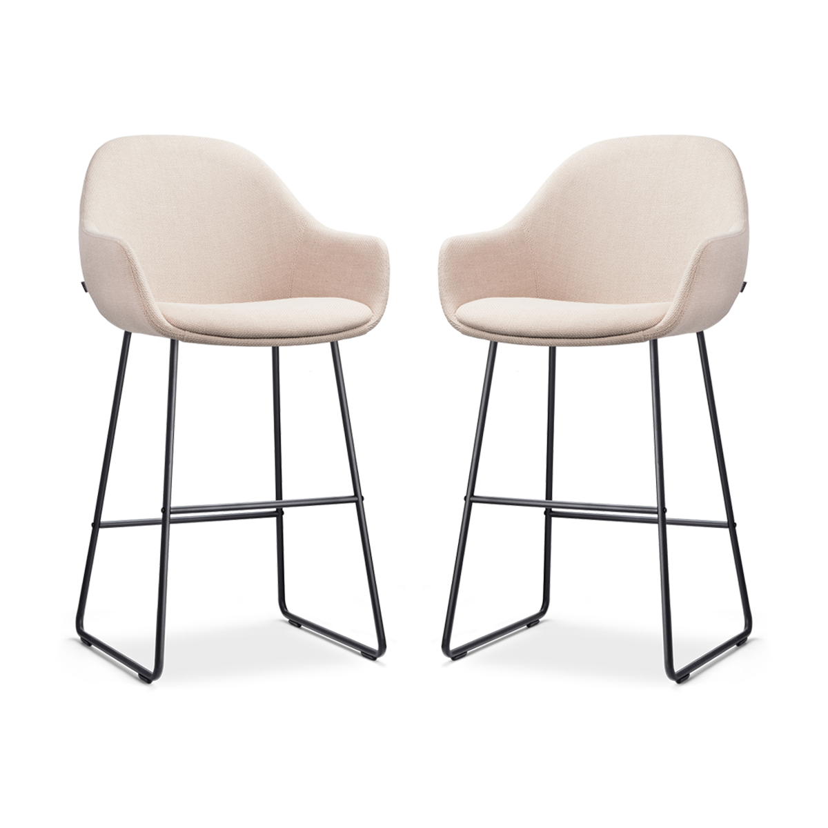 Nolon Nino-Mae Barkrukken Set van 2 - Beige - Zwart - 65 cm
