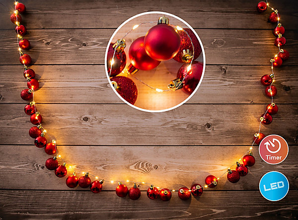 Guirlande de Noël LED d'extérieur l : 240cm rouge
