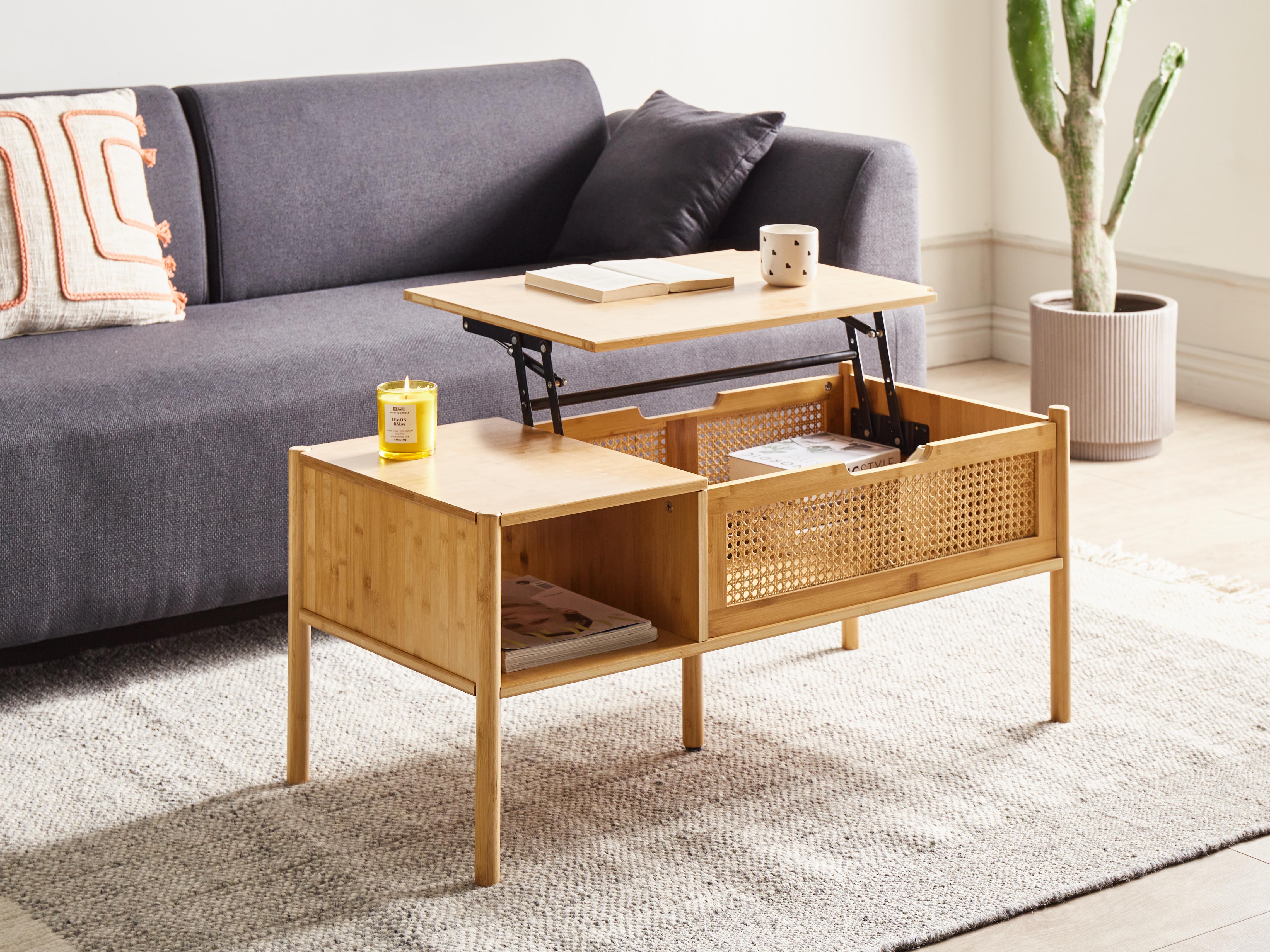 Coffee Table SURREY Bamboo Natural with Storage